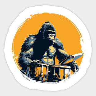 Gorilla playing drums Sticker